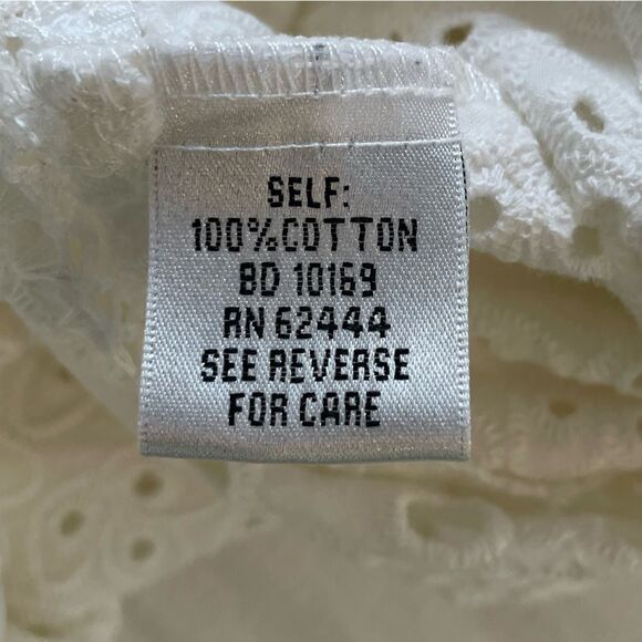EUC Nicole Miller Atelier Off the Shoulder Eyelet Peasant Top White Sz. S - Picture 6 of 7